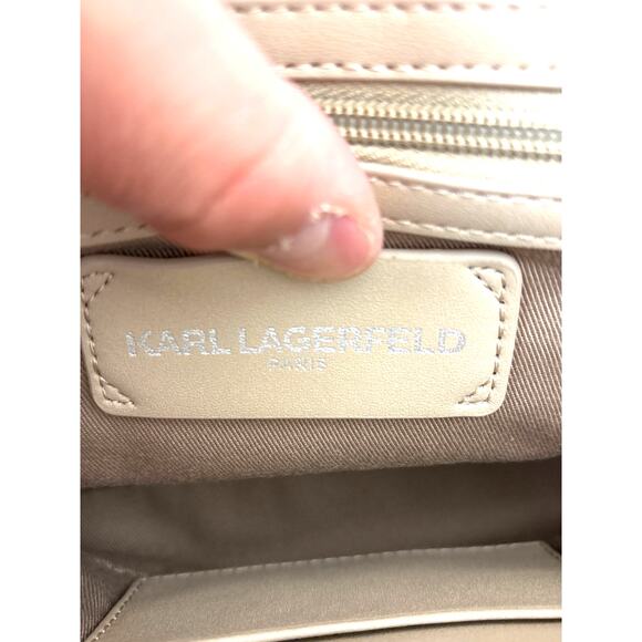 Karl Lagerfeld Women’s Lafayette Pink Plaid Leather Fabric Shoulder Bag NEW - Picture 7 of 9